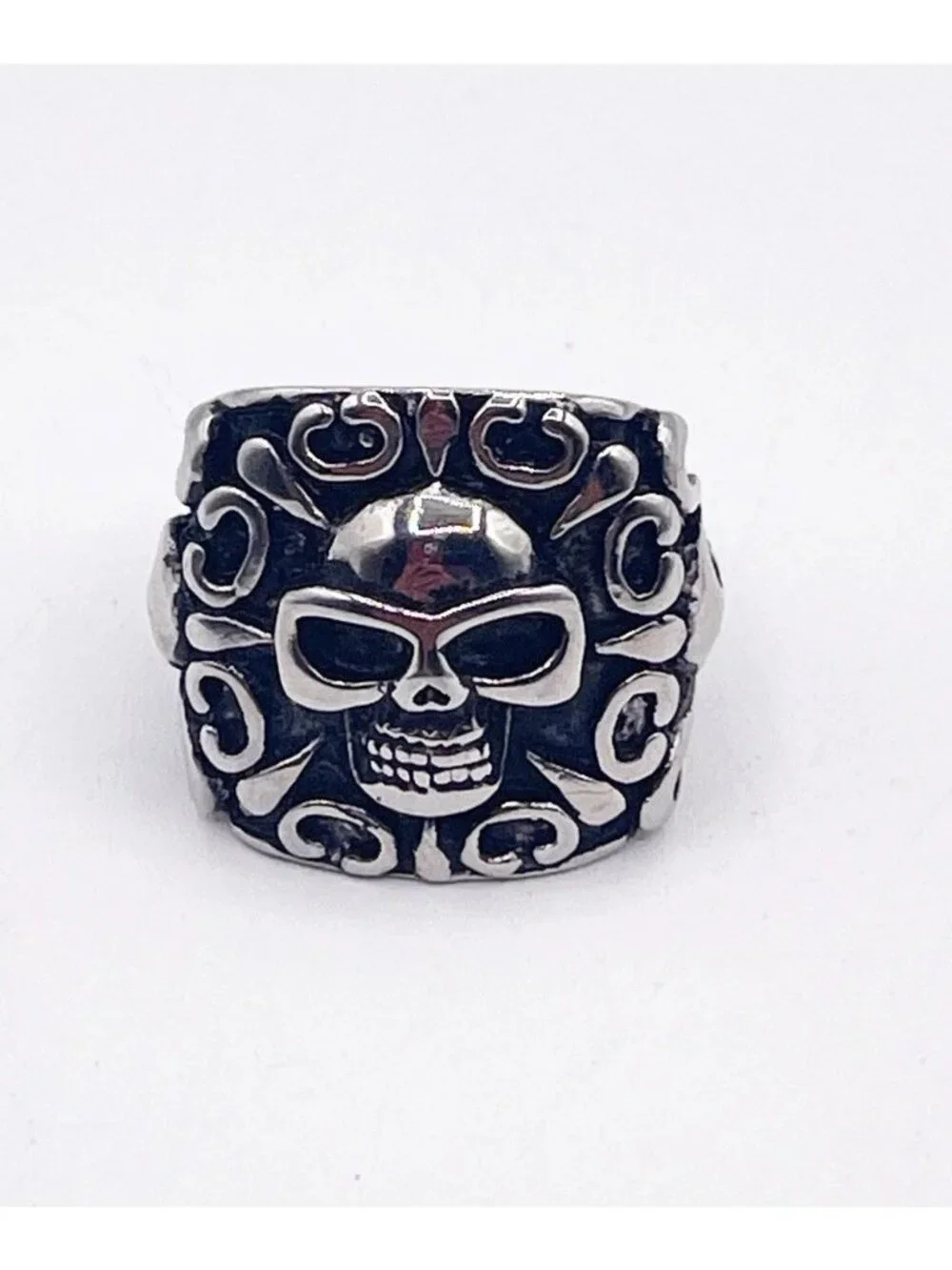 Men's 316L Stainless Steel Skull Sunglasses Gothic Biker Ring Size 8.5 Punk